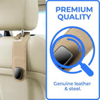 Car Seat Headrest Hook, 2PCS Vehicle Seat Back Hangers Organizer for Handbag Purse Coat, Automotive Interior Headrest Storage Hooks, Universal for SUV Automobile Truck (Beige)
