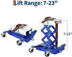 Transmission Jack 450 LBS Capacity: Low Profile Lift with 2M Safety Straps & 4 Brake Wheels, 7-23 Inch Range for Car & Truck Repair (Blue)
