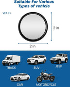 Blind Spot Mirror 2 Pack HD Frame Convex Glass for Wide Angle View and Safer Lane Changing Compatible with Cars SUVs Trucks RVs Easy Stick On & Long Lasting Durability