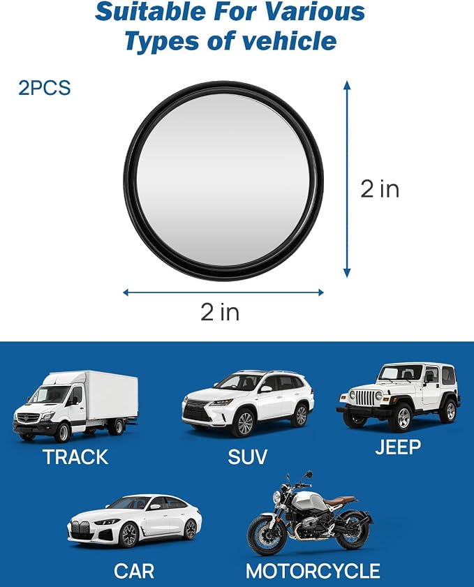Blind Spot Mirror 2 Pack HD Frame Convex Glass for Wide Angle View and Safer Lane Changing Compatible with Cars SUVs Trucks RVs Easy Stick On & Long Lasting Durability