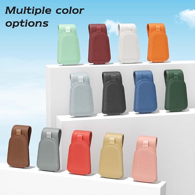 Sunglass Holder for Car Visor, Brown, 2 Packs | Suede Cloth, Magnetic, Organizer for Car Accessories