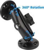Aluminum Kayak 1" Ball Mount for Garmin Striker 4 / Plus 4 / Vivid 4cv, Fish Finder Mount with Round Plates & T-Bolt Track Base, Medium Arm Marine Electronic Holder Compatible with Lowrance, Raymarine