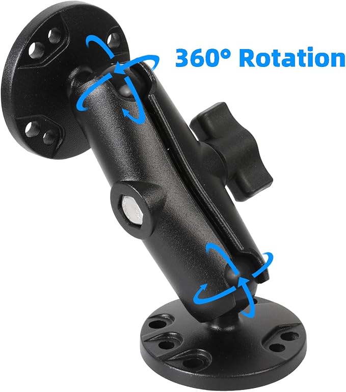 Aluminum Kayak 1" Ball Mount for Garmin Striker 4 / Plus 4 / Vivid 4cv, Fish Finder Mount with Round Plates & T-Bolt Track Base, Medium Arm Marine Electronic Holder Compatible with Lowrance, Raymarine
