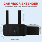 Car Visor Sunshade Extender,Window Shade,Upgraded Version Leather Multi-Pocket Storage Bag for Car/SUV/Truck with 13CD Holders,Sunglass Clip,Card Holder,Anti-Glare Sun Blocker for Driver
