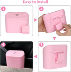 Car Trash Can with Lid, Vehicle Trash Bin Car Dustbin Garbage Organizer Holder with One Roll Trash Bag, Portable Hanging Mini Leakproof Cars Storage Bag Container for Auto, SUV, Office (Pink)