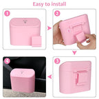 Car Trash Can with Lid, Leakproof Vehicle Garbage Organizer Holder Bin with 60 Pack Trash Bags, Mini Auto Dustbin Accessories Storage Container for Vans, SUVs, Office (Pink)