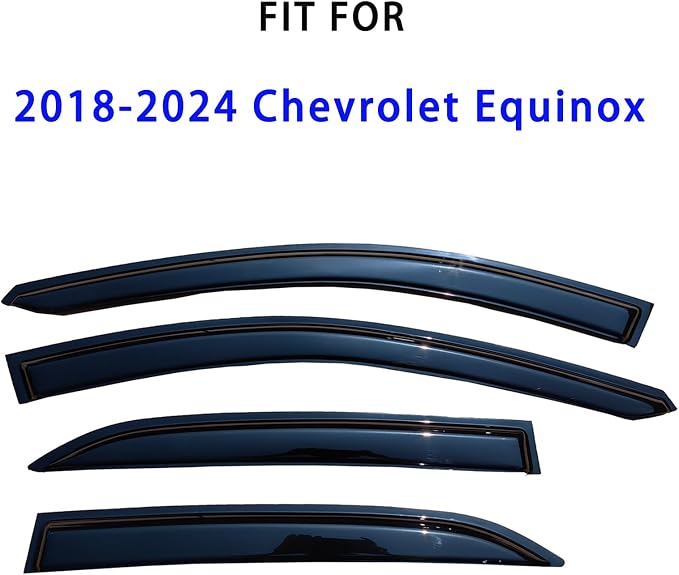 Tape On Window Rain Guards Deflectors for 2018-2024 Chevrolet Equinox | Out-Channel Window Visors Vent Wind Deflectors Vent Visors,All-Weather Protection,Precision Fit 18-24 Chevy Equinox-4PCS