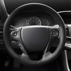 UltraSport Series Steering Wheel Cover-Synthetic Leather Perforated Design & Stitching, All Black Carbon Fiber