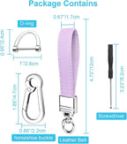 Genuine Leather Car Keychain,Universal Heavy Duty Metal Key Chain Accessories,Car Fob Key Keychain Holder with 360 Degree Rotatable Snap Swivel and Anti-Lost D-Ring for Men Women(Lavender Purple)