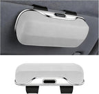 Sunglasses Holder for Car Sun Visor, Protective Automotive Eyeglasses Storage Case Hanger, Soft Vehicle Interior Glasses Organizer Box Accessories, Universal Fit (White)