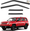 Window Visors for 2007-2018 Jeep Patriot, Rain Guards Shields Vent Deflector Shade Dark Smoke 2008 2009 2010 2011 2012 2013 2014 2015 2016 2017, Tape-On, 4PCS