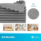 Orighty Microfiber Cleaning Cloth, 5 Pack Highly Absorbent Cleaning Rags, Household Cleaning Supplies, Reusable Lint Free Cloths Microfiber Rag for House, Kitchen, Car Care, 12x11 inch, Grey