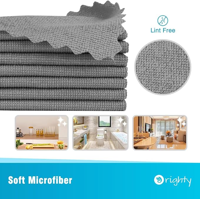 Orighty Microfiber Cleaning Cloth, 400 Pack Highly Absorbent Cleaning Rags, Household Cleaning Supplies, Reusable Microfiber Towels Lint Free Cloths for House, Kitchen, Car Care, 12x11 inch, Grey