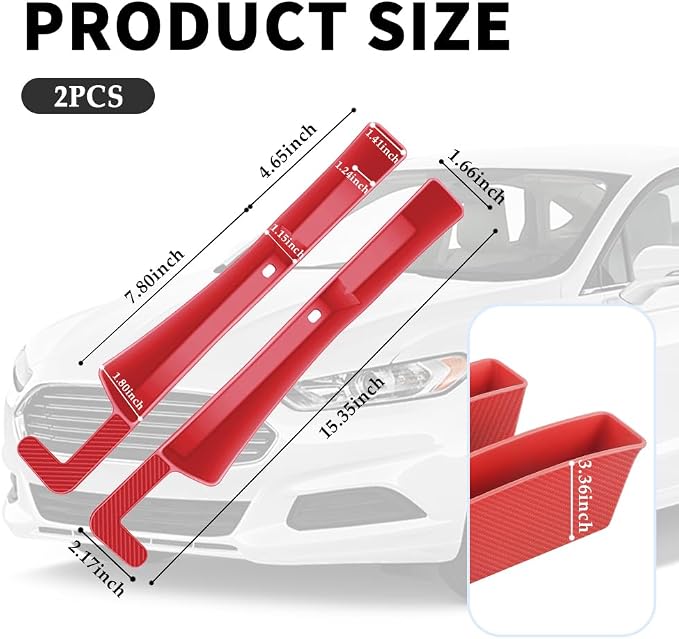 2PCS New Car Seat Gap Filler with 2 Storage Areas,Stylish Car Seat Gap Storage for Stabilizing Phone,Keys Wallet,Universal Car Seat Gap Filler Organizer Interior Accessories (Carbon Red)