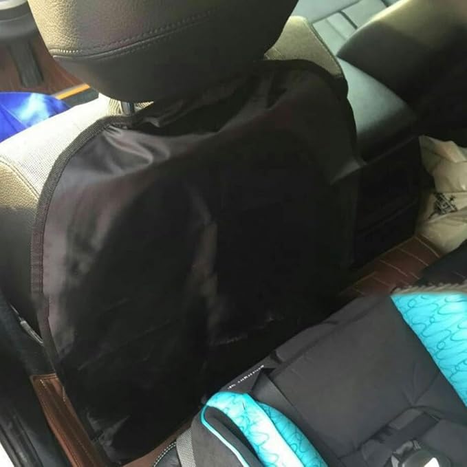 2pcs Kick Mats Backseat Protector Pad for Feet, Waterproof Oxford Fabric Anti-Scuff Vehicle Seat Back Covers, Black Travel Accessories