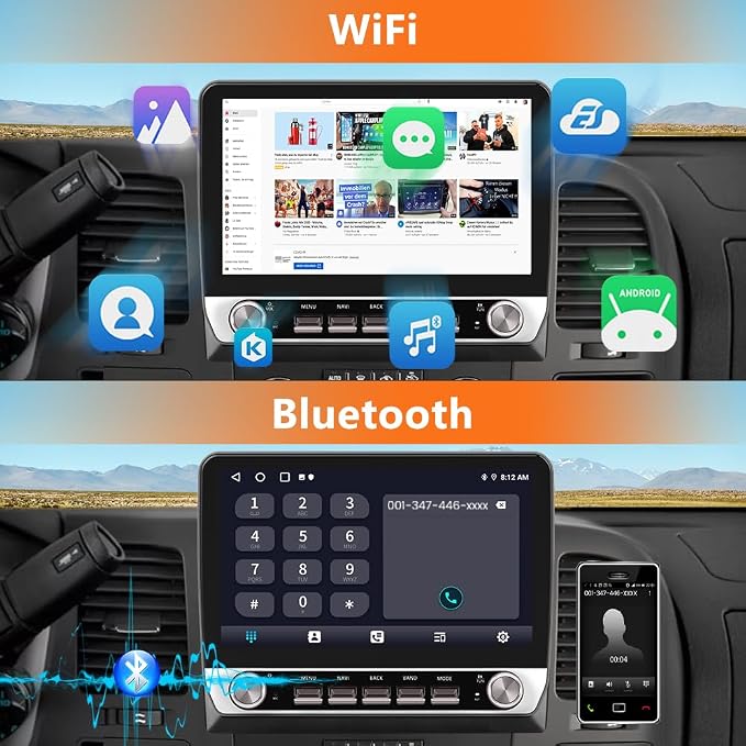 4Core 64GB ROM Car Radio Stereo for Chevy Chevrolet Silverado 2007-2013 Tahoe Equinox GMC Sierra Yukon with Android 13 CarPlay Android Auto Bluetooth FM/AM Backup Camera