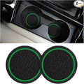 Mandark 2PCS Car Cup Holder Coasters, 2.75 Inch Non-Slip Insert Water Bottle Holder Pads, Dustproof Automotive Interior Accessories Mat, Universal for Vehicles, Trucks, RVs and More(Black/Green)