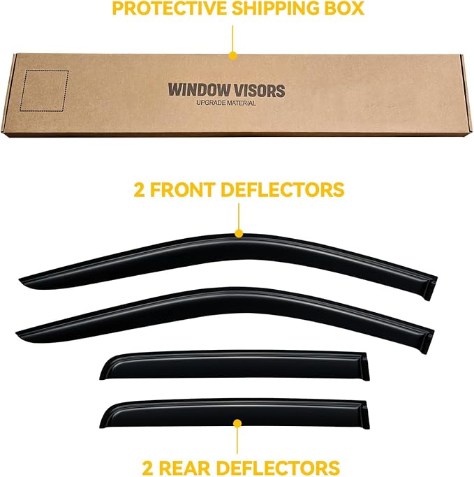 Rain Guards for 2019-2026 Chevy Silverado/GMC Sierra 1500 Double/Extended Cab, 2020-2026 Silverado/Sierra 2500HD 3500HD Out-Channel Window Visor Shields Vent Deflector Shade Wind Dark Smoke, 4PCS
