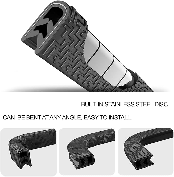 Car Door Edge Guards Black, 32.8Ft(10M) Car Door Edge Protector Rubber U Shape Edge Trim Universal Fit for Jeep Trucks Offroad SUV All Vehicles with Rubber Mallet(Black 32.8FT)