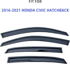 Tape-On Window Visors Rain Guards Shield for 2016-2021 Honda Civic Hatchback, Window Wind Deflectors Vent Shades for 16-21 Civic (Not Fit for Sedan),Vent Visors,Car Accessories-4pcs