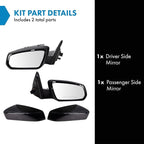 Driver & Passenger Side Power Mirror Set Smooth Black Manual Fold Without Heat Compatible with 2013-2014 Ford Mustang FO1320452 FO1321452