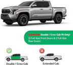 in-Channel Rain Guards for Toyota Tacoma 2024-2026 Double/Crew cab, Window Visor Shields Vent Deflector Shade Wind Dark Smoke 2025 24 25 26, Tape-On Inside-Mount, 4PCS