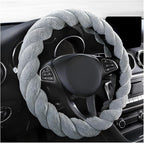 Fluffy Car Steering Wheel Cover, 15 Inches Anti-Slip Round Fuzzy Winter Steering Wheel Protector, Soft Warm Plush Steering Wheel Cover for Women Girls, Car Accessories (Gray, Round)