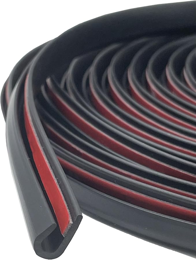 Rubber Edge Guard U Channel Trim Self Adhesive Metal Edge Protection Guard for Car Doors, Hatches, Lockers, Panels (20Ft, Black)
