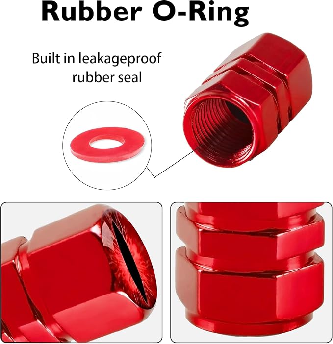 4Pack Beast Eyes Tire Valve Caps Universal Tire Air Cap Valves Stem Covers | Aluminum Alloy Rust-Proof Valve Stem Caps,for Auto SUV Truck Motorcycle Bicycle,Red Eyes Gifts for Women Mom Driver