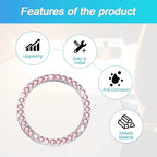 Bling Car Engine Start Ring Decals, 2PCS Crystal Rhinestone Vehicle Push Start Button Cover Sticker, Key Ignition Knob Ring, Sparkling Automotive Interior Accessories (Pink)