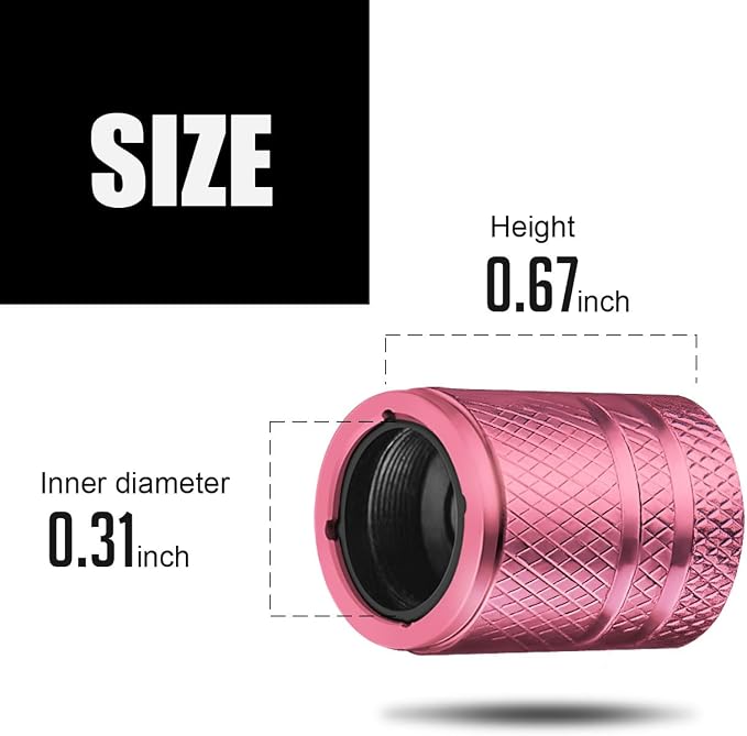 Tire Valve Stem Caps - (5 Pack) Metal Air Caps with Plastic Liner, Corrosion Resistant, Leak-Proof, Universal Stem Covers for Cars Trucks Motorcycles and Bikes - Pink