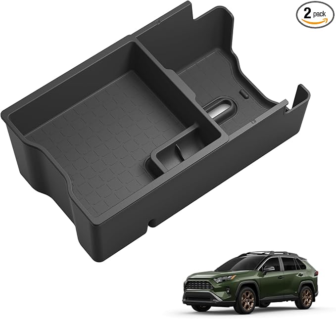 Center Console Double-Layer Organizer for Toyota RAV4 2026 Central Control Armrest Double-Layer Storage Box Insert Tray Interior Auto Accessories Black