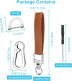 Genuine Leather Car Keychain,Universal Heavy Duty Metal Key Chain Accessories,Car Fob Key Keychain Holder with 360 Degree Rotatable Snap Swivel and Anti-Lost D-Ring for Men Women(Brown)