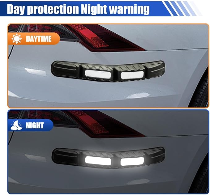 YoRise 2PCS Car Bumper Guard Strip, Anti-Collision Anti-Scratch Car Bumper Protector Trim with Reflective Patch, Foldable Door Edge Guard for Most Cars (White)