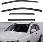 4pcs Front+Rear Smoke Tint Sun/Rain Guard Outside Mount Tape-On Vent Window Visors Compatible with 11-16 Compass 17 MK Old Body