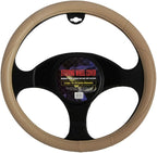 Ergonomic Grip Steering Wheel Cover - Leather Performance Grip for Standard Size Wheels 14.5-15 inch Beige