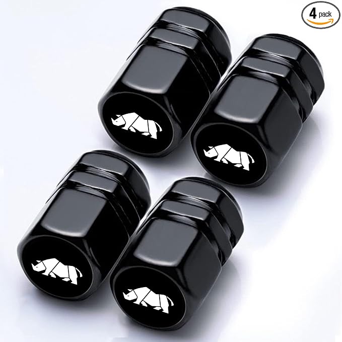 4Pack Rhinoceros Tire Valve Stem Cap Car Accessories Aluminum Alloy Rust-Proof Universal Dust Covers Tire Air Cap for Car,Truck,SUV,Bike,Motorcycle Tires,Rhinoceross Gifts for Women Mom Men