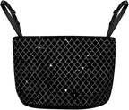 Bling Car Net Pocket Handbag Holder, Rhinestone Vehicle Backseat Purse Organizer Between Seats, Diamond Hanging Storage Bag Barrier of Pet Kids, Universal Automotive Accessories (Black)