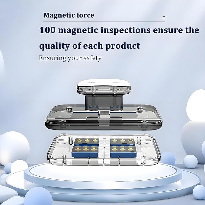 Magnetic Car Windshield Cleaner Tool with Anti-Falling Rope, Double-Sided Window Cleaning Tool for Glass Thickness 8-15mm, Magnet Auto Windshield Cleaner, Universal for Vehicles