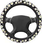 White Daisy Neoprene Steering Wheel Cover for Men Women Anti-Slip Elastic Steering Wheel Protective Cover 15in Universal Car Accessories Fit Cars, SUVs, Auto
