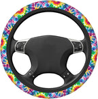 Tie Dye Neoprene Steering Wheel Cover for Men Women Anti-Slip Elastic Colorful Steering Wheel Protective Cover 15in Universal Car Accessories Fit Cars, SUVs, Auto