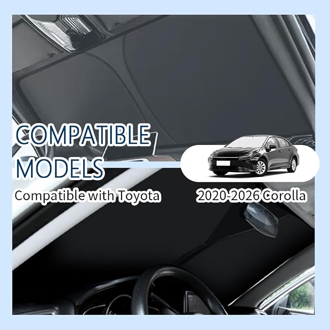 Car Windshield Sun Shade Compatible with Toyota Corolla 2020-2026,Oxford Cloth Sun Shade for Car Windshield with Foldable Design,Windshields Cover Suns Shades for Blocking Heat with Storage Bag