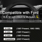 Customized Auto Car Steering Wheel Cover for Ford F-150, F-250, F-350, Expedition (Black)