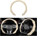 Mandark Car Steering Wheel Cover, Suede Sport Vehicle Steer Wheel Protector Fitting 15 Inch, Non-Slip Comfortable Automotive Interior Decoration Accessories, Universal for Most Cars (Light Yellow)