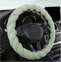 Fluffy Car Steering Wheel Cover, 15 Inches Anti-Slip Round Fuzzy Winter Steering Wheel Protector, Soft Warm Plush Steering Wheel Cover for Women Girls, Car Accessories (Green, Round)