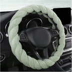 Fluffy Car Steering Wheel Cover, 15 Inches Anti-Slip Round Fuzzy Winter Steering Wheel Protector, Soft Warm Plush Steering Wheel Cover for Women Girls, Car Accessories (Green, Round)
