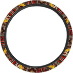 Sweat Absorption Steering Wheel Cover with Anti-Slip Lining for Car Truck SUV Van Car Wheel Cover Polyester Cover Car Decoration, American Tribal Geometric Sunflower Pattern