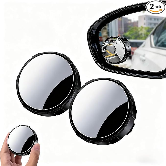 Blind Spot Mirrors 2 Pack, HD Glass Convex Blindspot Mirror with Vacuum Suction Cup, Side Mirror Blindspot with Wide Angle Adjustable for Cars, SUVs, Trucks, and Motorcycles