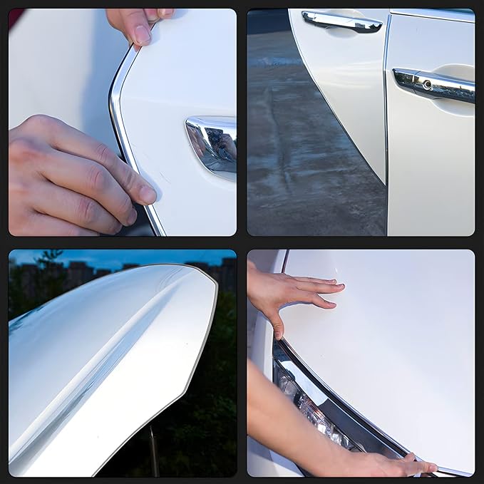 Car Door Edge Guards, 16Ft U Shape Door Edge Trim, Rubber Molding Auto Door Edge Seal Protector, Anti-Collision Vehicle Protection Accessories Universal for SUV, Truck, Van (Silver)