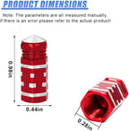 4PCS Tire Valve Stem Caps, Aluminum Tire Valve Cap, Dustproof Leak-Proof Wheel Valve Cover, Corrosion-Resistant Hexagon Stem Covers, Universal for Cars, SUVs, Trucks, Motorcycles, Bikes (Red)
